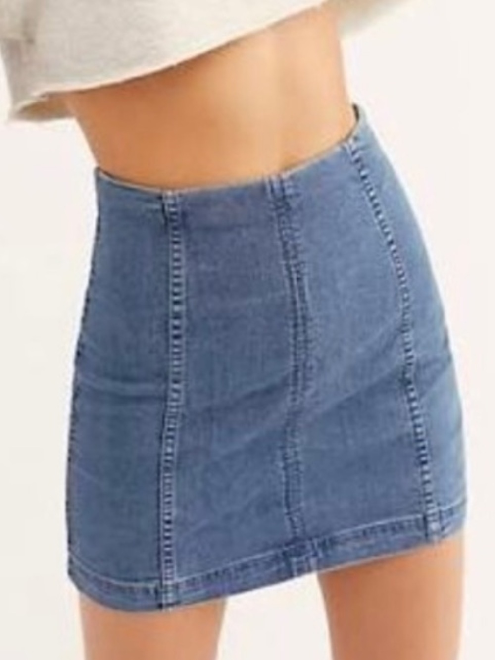 Free People Light Blue Denim Mini Skirt